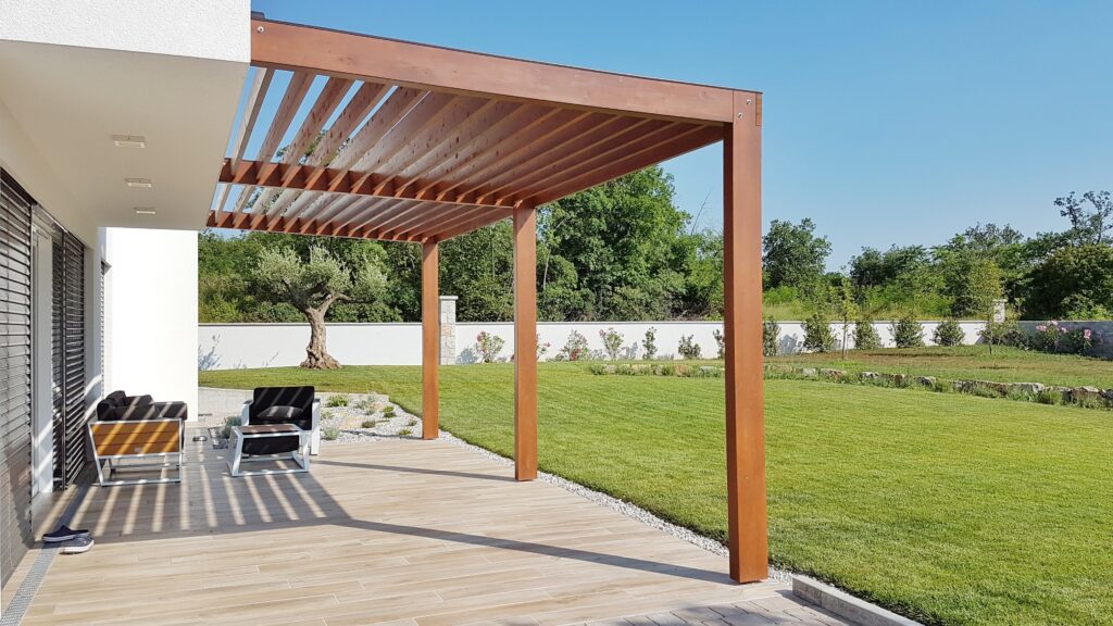 Picture of a pergola in a garden