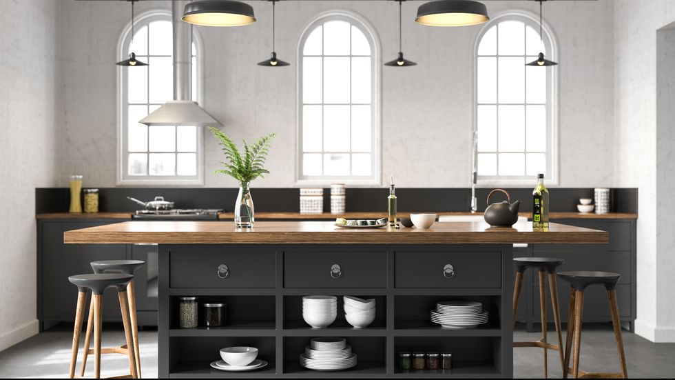 black industrial kitchen