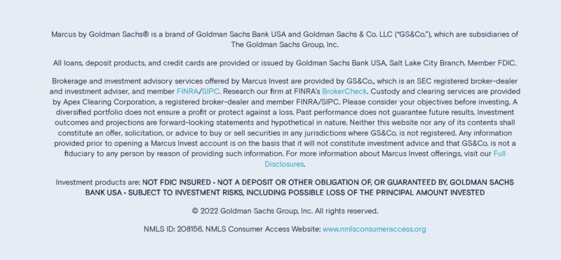 Marcus by Goldman Sachs Webpage